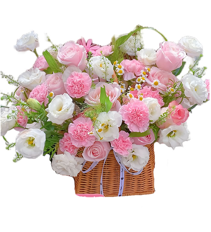 温柔岁月-粉玫瑰粉康花篮