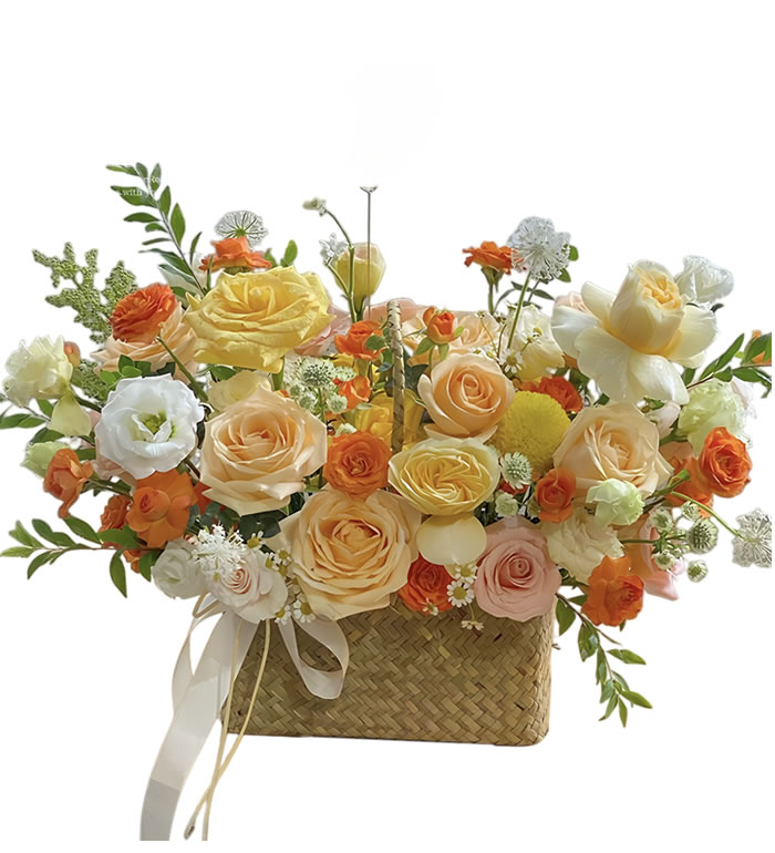 臻爱献礼-各色玫瑰混搭花篮