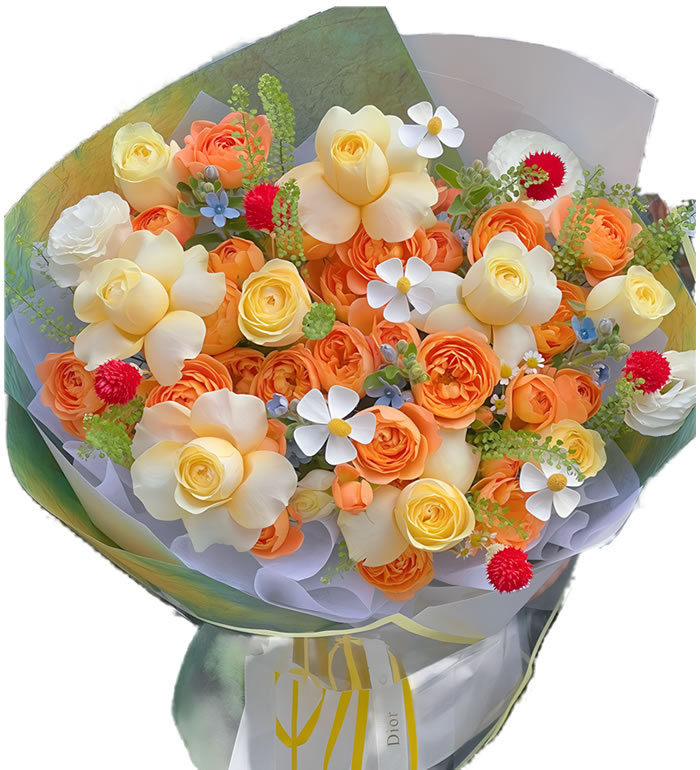 清风明月-奶油杯 果汁阳台混搭花束