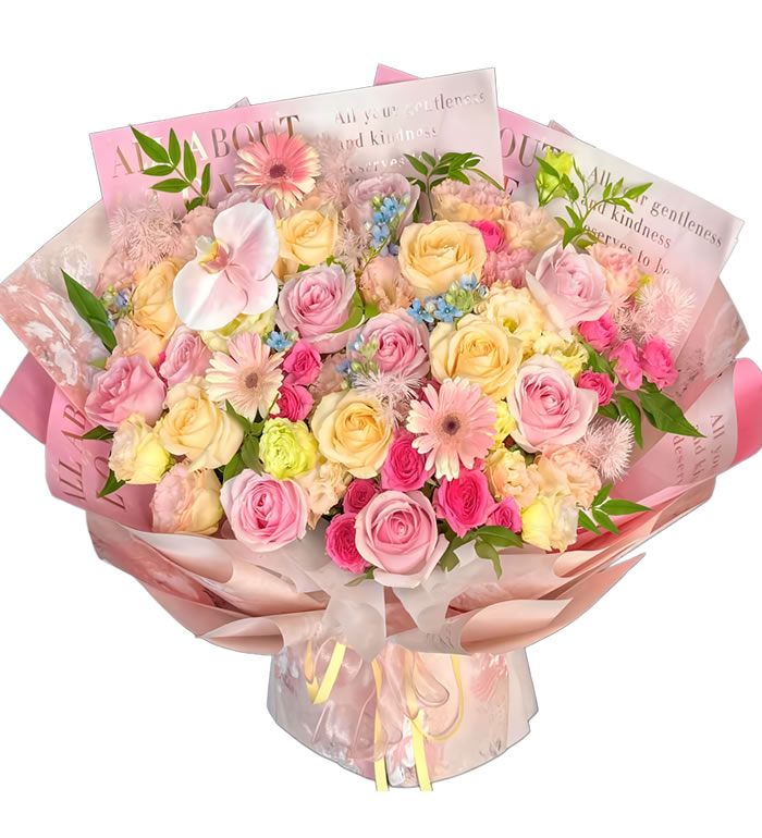 温柔花礼-三色玫瑰混搭花束