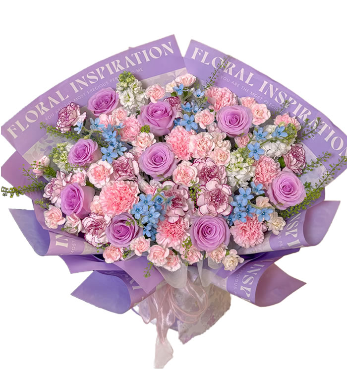 一路生花-玫瑰康乃馨混合花束