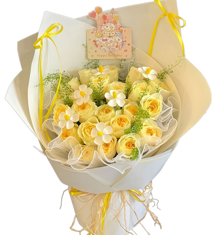 心仪的你-奶油杯玫瑰花束