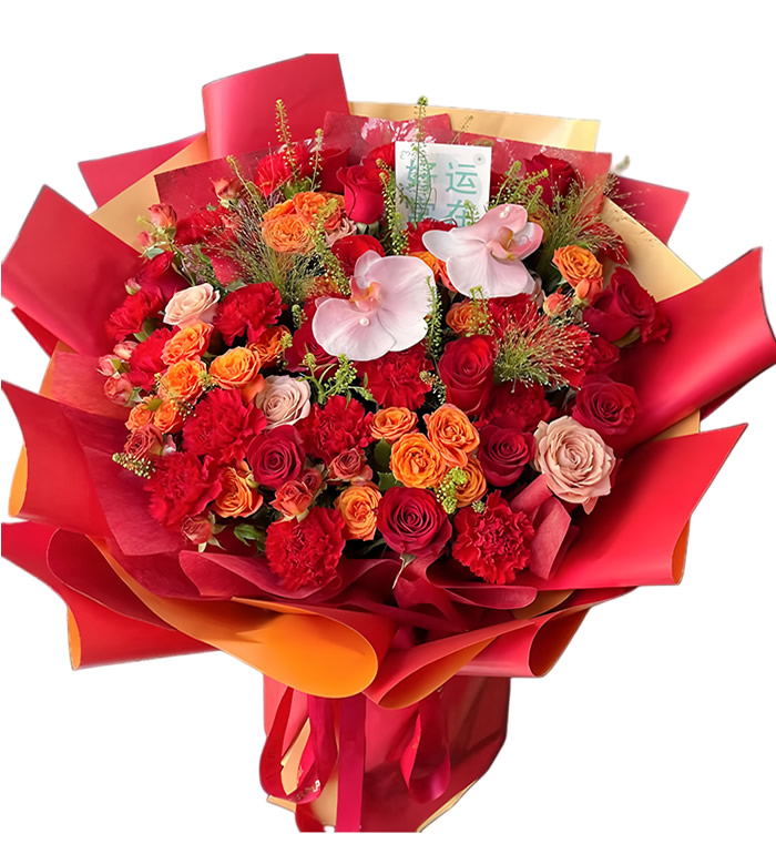 见花则喜-康乃馨玫瑰花束