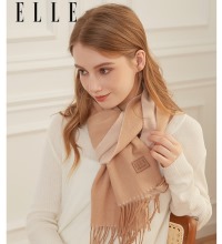 女士山羊绒围巾 - 100%山羊绒 双面异色水波纹保暖围脖