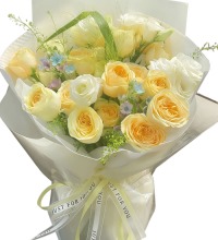 温柔月光 - 奶油杯玫瑰花束