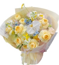 快乐心情 - 奶油杯玫瑰花束