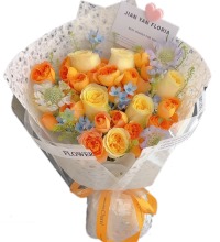 如沐春风 - 奶油杯，果汁阳台玫瑰花束