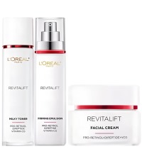 欧莱雅 补水保湿紧致护肤3件套 - 柔肤水130ml+乳液1100ml+面霜50ml