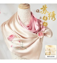 康乃馨手工刺绣围巾披肩 - 送妈妈的母亲节礼物