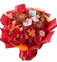 见花则喜 - 康乃馨玫瑰花束