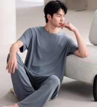 男士夏季冰丝薄款睡衣 - 干爽凉快 吸湿透气